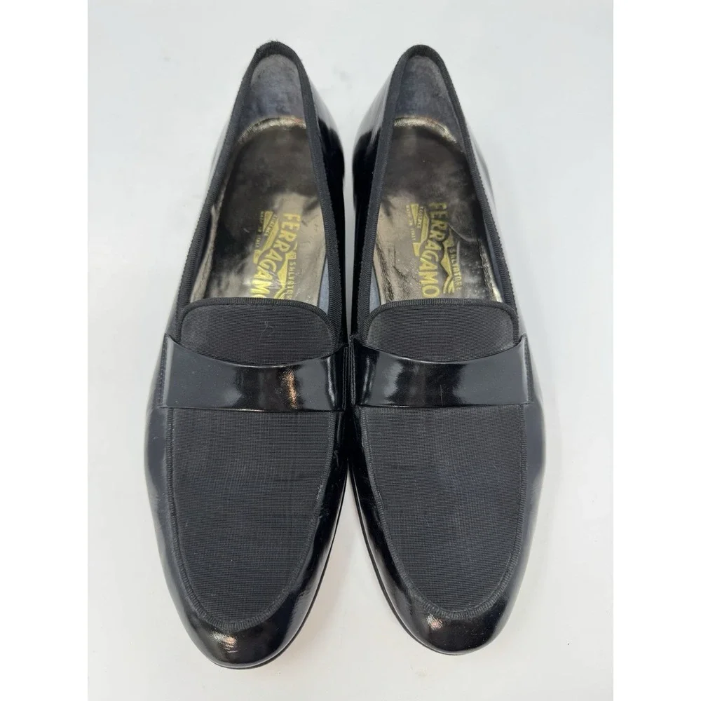 Salvatore Ferragamo Made in Italy Patent Grosgrain Vamp Formal Loafer 11 D